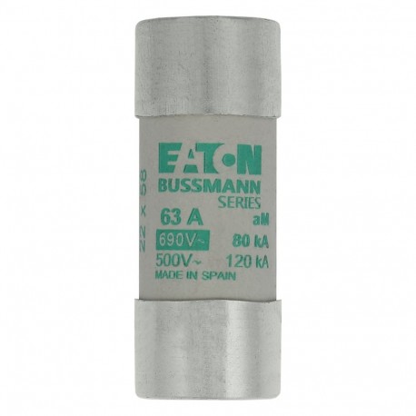 C22M63S - C22M63S EATON ELECTRIC Fuse-link, LV, 63 A, AC 690 V, 22 x 58 mm, aM, IEC, with striker