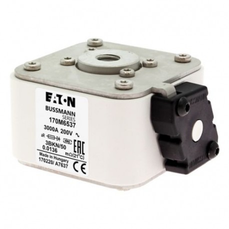 FUSE 3000A 200V 3BKN/50 AR - FUSE 3000A 200V 3BKN/50 AR 170M6537 EATON ELECTRIC Fuse-link, high speed, 3000 A, AC 200 V, size 3, 76 x 92 ..