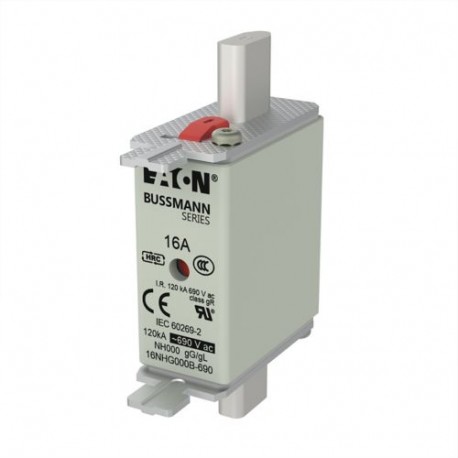 NH FUSE 16A 690V SIZE 000 GG MGL - NH FUSE 16A 690V SIZE 000 GG MGL 16NHG000B-690 EATON ELECTRIC Fuse-link, high speed, 80 A, AC 690 V, size 00..