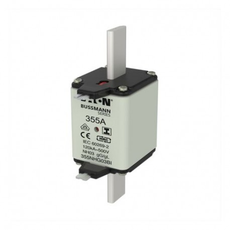 NH FUSE 355A 500V GL/GG SIZE 03 - NH FUSE 355A 500V GL/GG SIZE 03 355NHG03BI EATON ELECTRIC Fuse-link, LV, 355 A, AC 500 V, NH03, gL/gG, IEC, ..