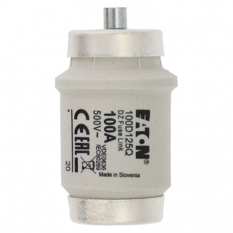 FUSE 100A DIV 500VAC - FUSE 100A DIV 500VAC 100D125Q EATON ELECTRIC fuse link, LV 100 A, AC 500 V, D4, gR, IEC, fast acting