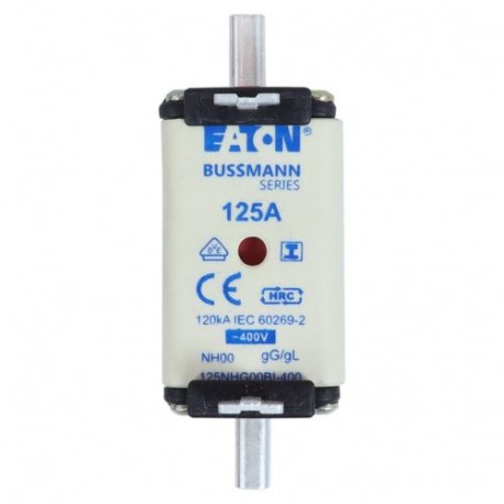 NH FUSE 125A 400V GG/GL SIZE 00 - NH FUSE 125A 400V GG/GL SIZE 00 125NHG00BI-400 EATON ELECTRIC fuse link, LV 125 A, AC 400 V, NH00, gL/gG, IE..