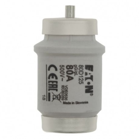 FUSE-D4 80A T GL/GG 500VAC - FUSE-D4 80A T GL/GG 500VAC 80D125 EATON ELECTRIC Fuse-link, LV, 80 A, AC 500 V, D4, gL/gG, IEC, time-delay