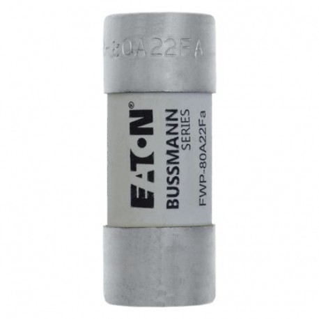 80AMP 700V ac 22 X 58MM FERRULE - 80AMP 700V ac 22 X 58MM FERRULE FWP-80A22F EATON ELECTRIC Fuse-link, high speed, 100 A, AC 700 V, 22 x 58 mm..