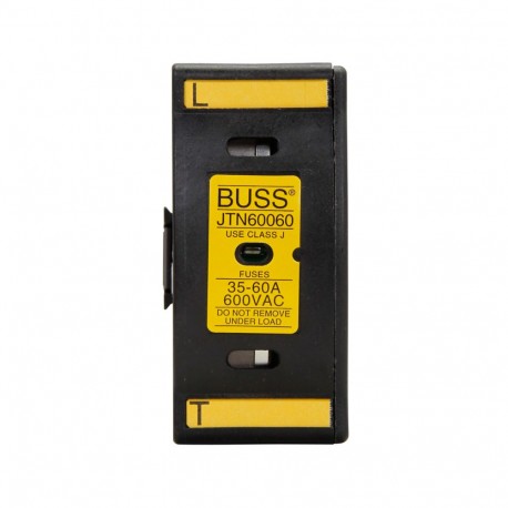 J' 60A TOUCHSAFE HOLDER - J' 60A TOUCHSAFE HOLDER JTN60060 EATON ELECTRIC Base fuse, BT, 60 A, AC 600 V, 1P, UL, Neon