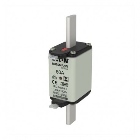 NH FUSE 50A 500V GL/GG SIZE 02 - NH FUSE 50A 500V GL/GG SIZE 02 50NHG02BI EATON ELECTRIC Fuse-link, LV, 50 A, AC 500 V, NH02, gL/gG, IEC, dua..