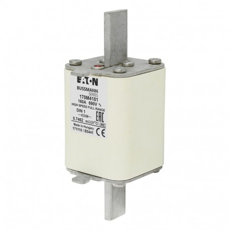 FUSE 160A 690V DIN 1 GR - FUSE 160A 690V DIN 1 GR 170M4181 EATON ELECTRIC cartridge fuse, ultra rapid, 160 A, AC 690 V, 1 DIN, 52 x 66..