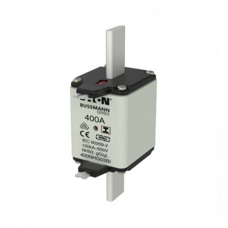 NH FUSE 400A 500V GL/GG SIZE 03 - NH FUSE 400A 500V GL/GG SIZE 03 400NHG03BI EATON ELECTRIC Fuse-link, LV, 400 A, AC 500 V, NH03, gL/gG, IEC, ..