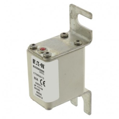 FUSE 80A 690V 00/80 GR - FUSE 80A 690V 00/80 GR 170M2613 EATON ELECTRIC Fuse-link, high speed, 80 A, AC 690 V, DIN 00, 30 x 51 x 100 ..