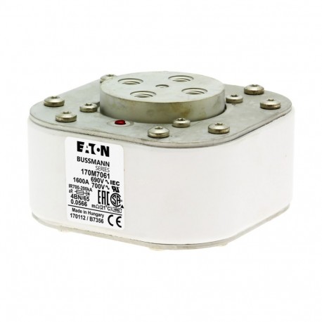 FUSE 1600A 690V 4BN/65 AR UC - FUSE 1600A 690V 4BN/65 AR UC 170M7061 EATON ELECTRIC Fuse-link, high speed, 1600 A, AC 690 V, size 4, 67 x 1..