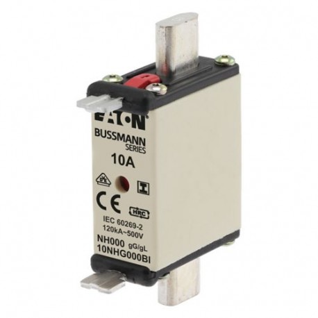 10NHG000BI - 10NHG000BI EATON ELECTRIC Fuse-link, LV, 10 A, AC 500 V, NH000, gL/gG, IEC, dual indicator, insulated grippi..