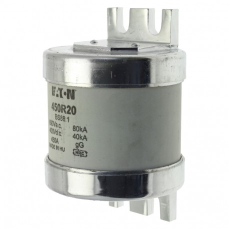 450A 690V AC INDUSTRIAL - 450A 690V AC INDUSTRIAL 450R20 EATON ELECTRIC Fuse-link, LV, 100 A, AC 690V, NH1, gL/gG, IEC, dual indicator..