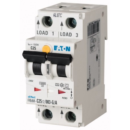 FRBDM-B10/2/001-G/A - FRBDM-B10/2/001-G/A 168294 Y7-168294 EATON ELECTRIC RCD/MCB comb. switch, 10A, 10mA, miniature circuit-break..