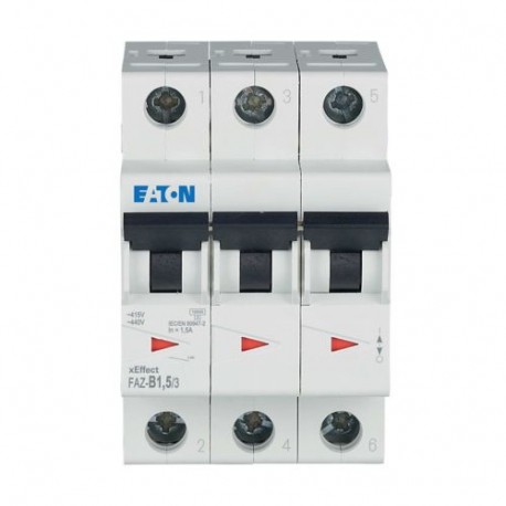FAZ-B1,5/3 - FAZ-B1,5/3 278833 Y7-278833 EATON ELECTRIC Miniature circuit breaker (MCB), 1.5A, 3p, type B characteristic