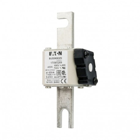 FUSE 400A 690V 1*KN/110 AR UC - FUSE 400A 690V 1*KN/110 AR UC 170M3269 EATON ELECTRIC Fuse-link, high speed, 400 A, AC 690 V, compact DIN 1,..