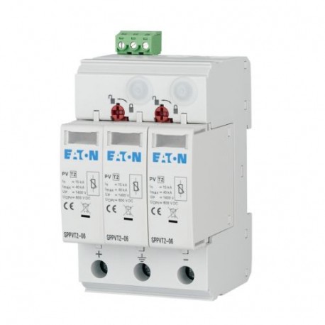 SPPVT2-06-2+PE-AX - SPPVT2-06-2+PE-AX 176087 Y7-176087 EATON ELECTRIC Plug-in surge arrester with auxiliary contact, 1000 V DC, ..