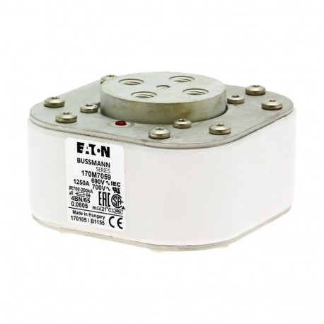 FUSE 1250A 690V 4BN/65 AR UC - FUSE 1250A 690V 4BN/65 AR UC 170M7059 EATON ELECTRIC Fuse-link, high speed, 1250 A, AC 690 V, size 4, 67 x 1..