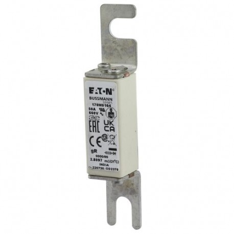 FUSE 50A 660V 0000/80 AR UR - FUSE 50A 660V 0000/80 AR UR 170M0164 EATON ELECTRIC Fuse-link, high speed, 50 A, AC 660 V, size 0000, 18 x 1..