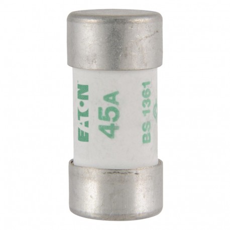 45A 240V CONSUMER UNIT FUSE - 45A 240V CONSUMER UNIT FUSE C4545 EATON ELECTRIC cartridge fuse, BT, 45 A, AC 240 V, BS1361, 17 x 35 mm, BS