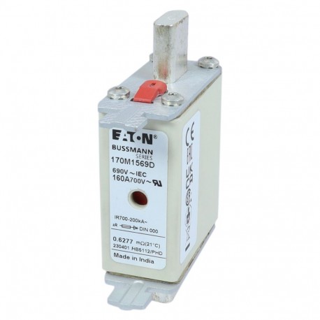 FUSE 160A 690V aR DIN 000 HSDNH - FUSE 160A 690V aR DIN 000 HSDNH 170M1569D EATON ELECTRIC Fuse-link, high speed, 80 A, AC 690 V, DIN 000, 21 ..