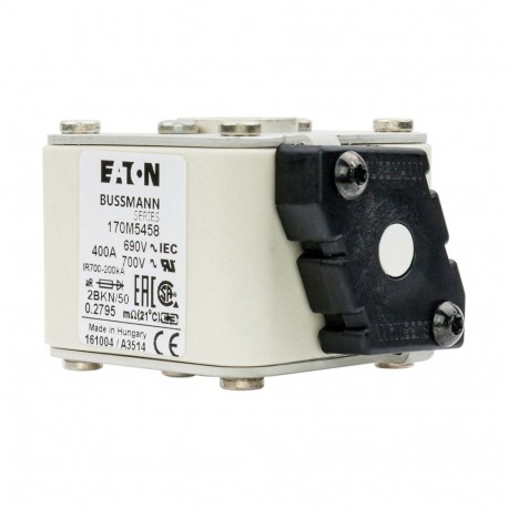 FUSE 400A 690V 2BKN/50 AR UC - FUSE 400A 690V 2BKN/50 AR UC 170M5458 EATON ELECTRIC Fuse-link, high speed, 400 A, AC 690 V, size 2, aR, IEC..