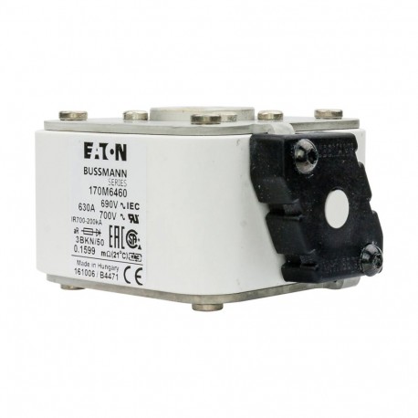 FUSE 630A 690V 3BKN/50 AR UC - FUSE 630A 690V 3BKN/50 AR UC 170M6460 EATON ELECTRIC Fuse-link, high speed, 630 A, AC 690 V, size 3, aR, IEC..