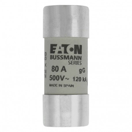 C22G80S - C22G80S EATON ELECTRIC Fuse-link, LV, 80 A, AC 500 V, 22 x 58 mm, gL/gG, IEC, with striker