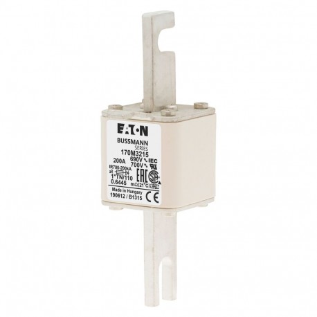 FUSE 200A 690V 1*TN/110 AR UC - FUSE 200A 690V 1*TN/110 AR UC 170M3215 EATON ELECTRIC Fuse-link, high speed, 200 A, AC 690 V, compact DIN 1,..