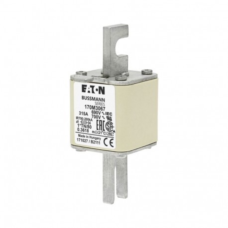 FUSE 315A 690V 1*TN/80 AR UC - FUSE 315A 690V 1*TN/80 AR UC 170M3067 EATON ELECTRIC Fuse-link, high speed, 315 A, AC 690 V, compact DIN 1, ..