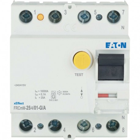 FRCMM-25/4/01-G/A - FRCMM-25/4/01-G/A 170300 Y7-170300 EATON ELECTRIC Residual current circuit breaker (RCCB), 25A, 4p, 100mA, t..