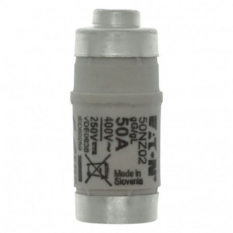 FUSE-D02 50A T GL/GG 400VAC E18 - FUSE-D02 50A T GL/GG 400VAC E18 50NZ02 EATON ELECTRIC Fuse-link, LV, 50 A, AC 400 V, D02, gL/gG, IEC, time-d..