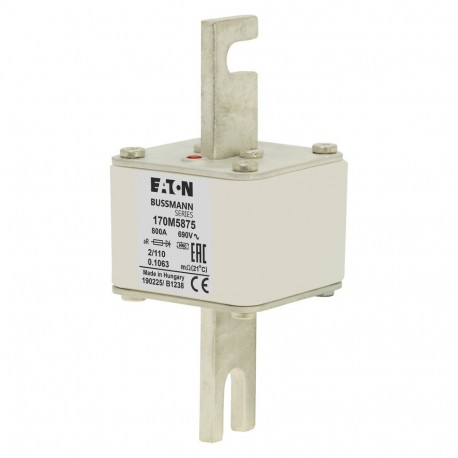 FUSE 800A 690V 2/110 AR - FUSE 800A 690V 2/110 AR 170M5875 EATON ELECTRIC Fuse-link, high speed, 800 A, AC 690 V, size 2, 61 x 75 x 14..