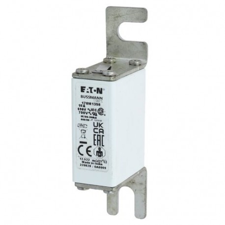 FUSE 10A 690V 000/80 GR UC - FUSE 10A 690V 000/80 GR UC 170M1358 EATON ELECTRIC Fuse-link, high speed, 10 A, AC 690 V, DIN 000, 21 x 40 x..