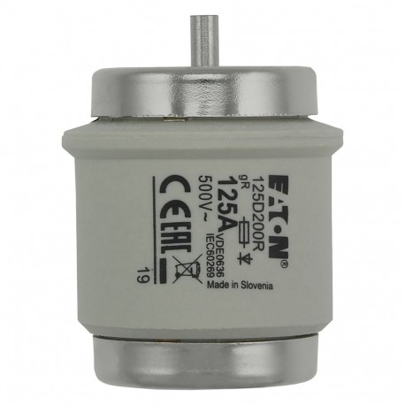 FUSE 125A DV 500VAC TYPE GR - FUSE 125A DV 500VAC TYPE GR 125D200R EATON ELECTRIC Fuse-link, low voltage, 125 A, AC 500 V, D5, 56 x 46 mm,..
