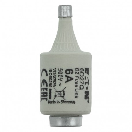 FUSE 6A DII/E27 500VAC - FUSE 6A DII/E27 500VAC 6D27Q EATON ELECTRIC Fuse-link, LV, 6 A, AC 500 V, D2, gR, IEC, fast acting