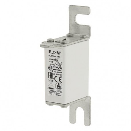 FUSE 80A 690V 000TN/80 AR UC - FUSE 80A 690V 000TN/80 AR UC 170M1416 EATON ELECTRIC Fuse-link, high speed, 80 A, AC 690 V, DIN 000, aR, DIN..
