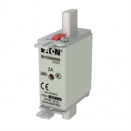 NH FUSE 2A 690V SIZE-000 GG MGL - NH FUSE 2A 690V SIZE-000 GG MGL 2NHG000B-690 EATON ELECTRIC Fuse-link, high speed, 80 A, AC 690 V, size 000,..