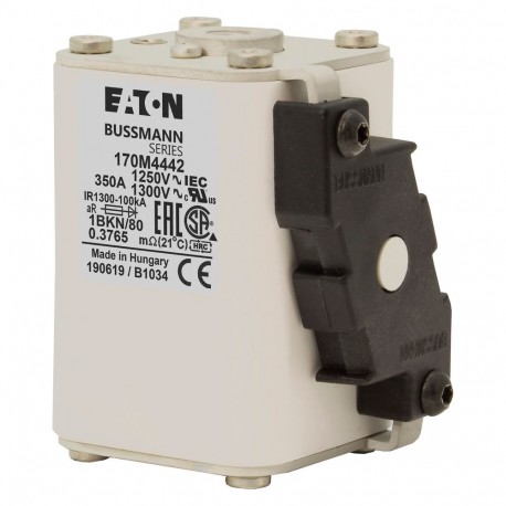 FUSE 350A 1250V 1BKN/80 AR CU - FUSE 350A 1250V 1BKN/80 AR CU 170M4442 EATON ELECTRIC Fuse-link, high speed, 350 A, AC 1250 V, size 1, 53 x ..