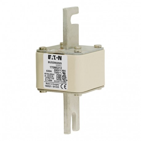 FUSE 630A 690V 2TN/110 AR UC - FUSE 630A 690V 2TN/110 AR UC 170M5212 EATON ELECTRIC Fuse-link, high speed, 630 A, AC 690 V, DIN 2, 61 x 75 ..