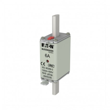 NH FUSE 6A 500V GG/GL SIZE 0 - NH FUSE 6A 500V GG/GL SIZE 0 6NHG0B EATON ELECTRIC Fuse-link, DII, 6A, 500 V, DZ