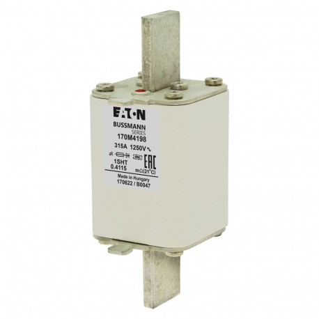 FUSE 315A 1250V 1SHT AR - FUSE 315A 1250V 1SHT AR 170M4198 EATON ELECTRIC Fuse-link, high speed, 315 A, AC 1250 V, compact size 1, 45 ..