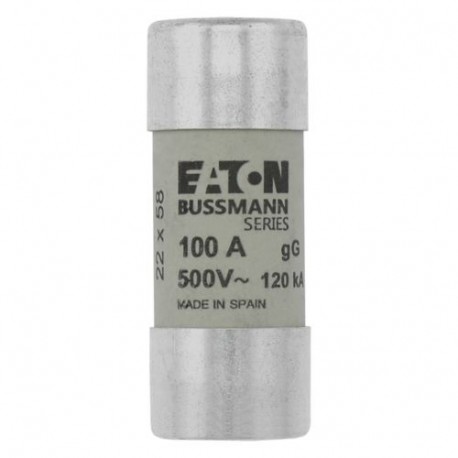 C22G100S - C22G100S EATON ELECTRIC Fuse-link, LV, 100 A, AC 500 V, 22 x 58 mm, gL/gG, IEC, with striker
