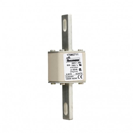 FUSE 80A 690V 1*FU/115 AR UC - FUSE 80A 690V 1*FU/115 AR UC 170M3711 EATON ELECTRIC Fuse-link, high speed, 80 A, AC 690 V, compact size 1, ..