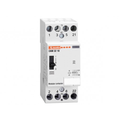 CNM3210024 - CNM3210024 LOVATO MODULAR CONTACTOR WITH MANUAL CONTROL, THREE-POLE OR FOUR-POLE, 32A AC1, 24VAC/DC (4NO)