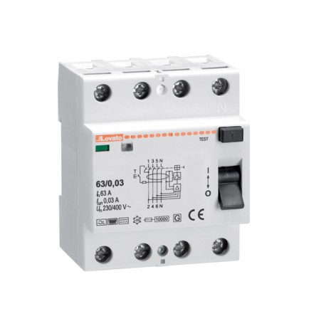 P1RC4P40B030 - P1RC4P40B030 LOVATO RESIDUAL CURRENT OPERATED CIRCUIT BREAKER, 4 MODULES, 4P TYPE B, 40A, 30mA