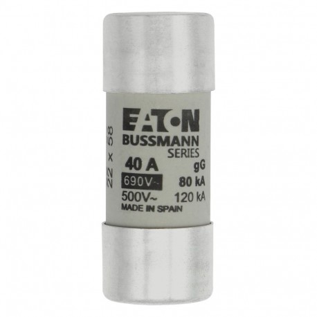 C22G40 - C22G40 EATON ELECTRIC Fuse-link, LV, 10 A, AC 690 V, 22 x 58 mm, gL/gG, IEC