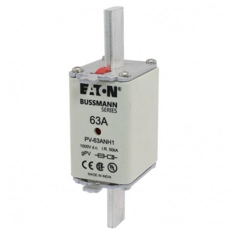 PV-63ANH1 - PV-63ANH1 EATON ELECTRIC cartridge fuse, ultra rapid, 63 a, DC 1000 V, NH1, gPV, UL PV, UL, IEC, indicator d..