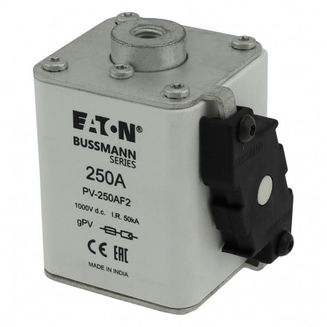 PV-250AF2 - PV-250AF2 EATON ELECTRIC Fuse-link, high speed, 250 A, DC 750 V, size 2, 59 x 77 x 130 mm, gR, IEC, with ind..
