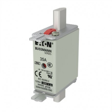 NH FUSE 35A 690V SIZE 000 GG MGL - NH FUSE 35A 690V SIZE 000 GG MGL 35NHG000B-690 EATON ELECTRIC Fuse-link, LV, 100 A, AC 690V, NH1, gL/gG, IEC..