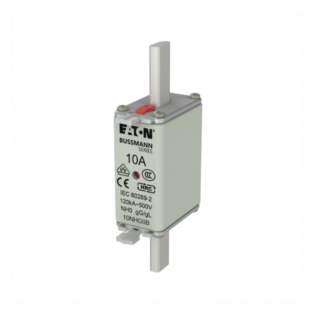 NH FUSE 10A 500V GG/GL SIZE 0 - NH FUSE 10A 500V GG/GL SIZE 0 10NHG0B EATON ELECTRIC cartridge fuse, BT 10 a, AC 500 V, NH0, gL/gG, IEC, ind..